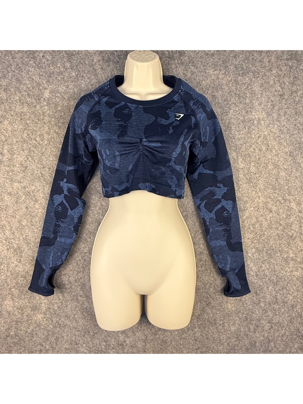Gymshark Adapt Seamless LS Camo Crop Top B1A3C Blue Women Large 378